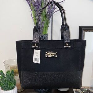 NWT!! Kate Spade New York Quinn Frosted Felt Glitter Black Tote